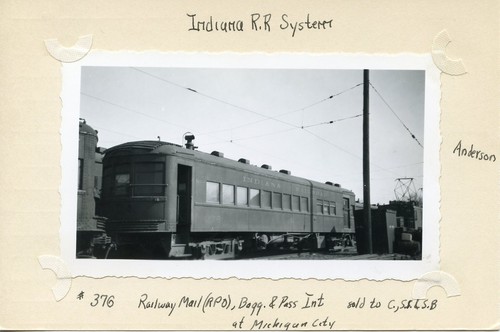 U454 RP 1930/40 INDIANA RAILROAD SYSTEM RPO CAR 376 P-B INTERURBAN ...