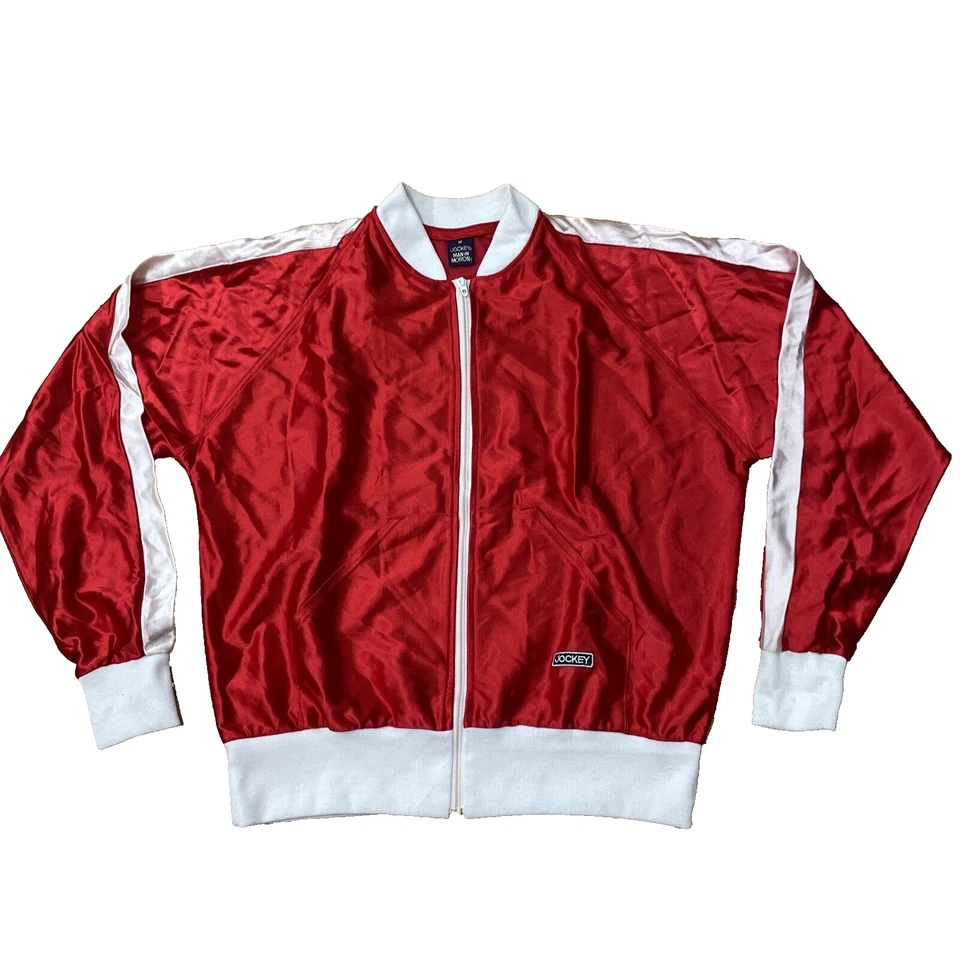 Chaqueta de Pista JOCKEY MAN IN MOTION Hombre M Rojo Satinado De Colección Años 80 90 Cortavientos 44" Foto 1 de 4