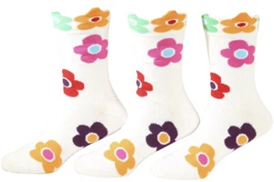 Country Kids Girl's 3-Pairs Daisy Crew Socks - Picture 1 of 3