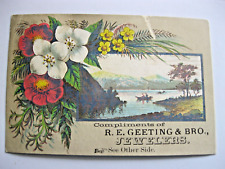 Victorian Trade Card R.E Geeting Washington IN JEWELER Jewelry Fisherman YY
