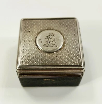 Raro Heráldico Antiguo 1856 Inglés Plata Esterlina y Tinderbox Londres Foto 1 de 4