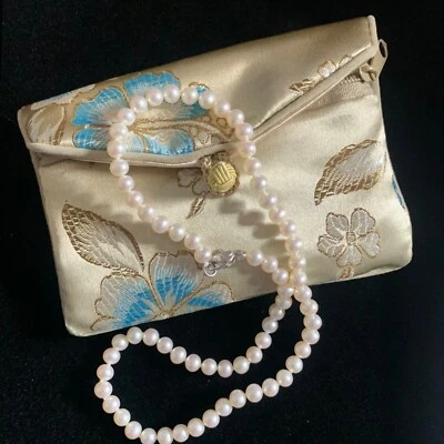 Collar de perlas de agua dulce Honora 16" hilo blanco 6 mm broche de plata de ley Foto 1 de 4