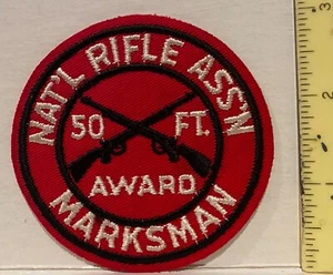 Embroidered Sew On Patch ~ National Rifle Ass’n Marksman 50 Ft. Award - Picture 1 of 2