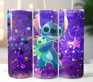 Stitch Scrump Tumbler 20oz Travel Mug Stainless Steel Cup Straw Lid - Picture 1 of 4