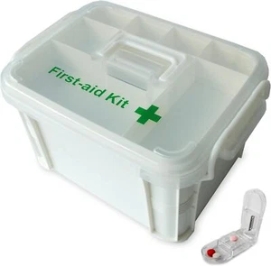 Portable Medicine First Aid Box with Pill Cutter for Home, Travel, and Office - Picture 1 of 9