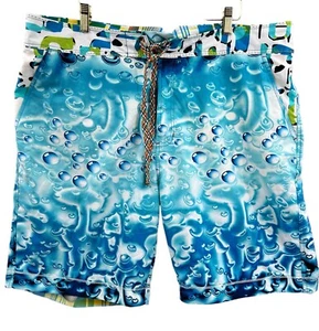 Robert Graham Aqua Blue Bubbles Swim Trunks Board Shorts Pockets Men's 40 X 10 - Picture 1 of 10