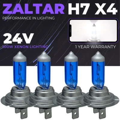 H7 Xenon 24v Headlight Bulbs Super White HGV 477 Lorry Truck High Low Hid 4x - Image 1 of 4