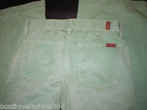 New 7 for All Mankind Jeans Green Pants Womens 26 29 X 33 Tall Wide Leg Light - Picture 1 of 7