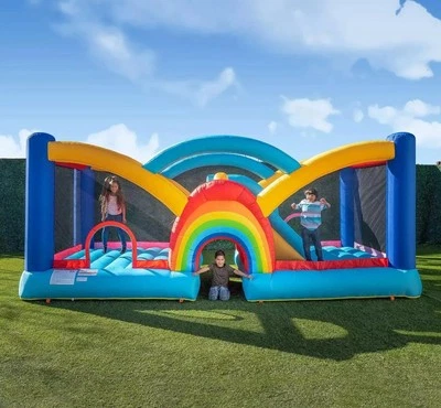 Casa de rebote inflable Rainbow XL para niños con tobogán y soplador Foto 1 de 4