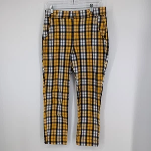 Pantalones Hollister Amarillos Cuadros Tiro Ultra Alto Cintura Elástica Recortada Talla M - Imagen 1 de 13