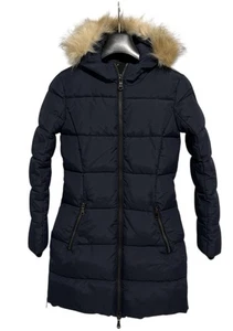 Cappotto trapuntato Pajar Canada Jayde lungo imbottito pelliccia sintetica cappuccio blu navy ragazza taglia 14/16 - Foto 1 di 8