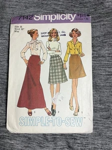 Vtg Simplicity Pattern 7142 ~ Misses’ Skirt in 3 Lengths ~ Size 16 UC - Picture 1 of 5