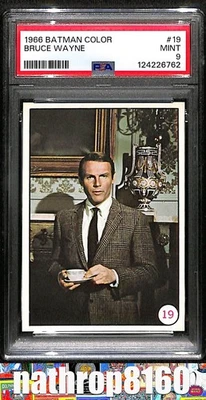 1966 Topps Batman Color Trading Card #19 Bruce Wayne Adam West PSA 9 MINT 13282 - Image 1 of 4