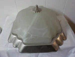 Modern Flush Mount Ceiling Light 13 by 13 in. with Frosted Shade N O S no Box - Picture 1 of 4