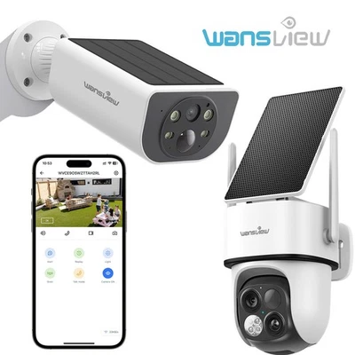 Wansview Solar Wireless Security Camera 360°PTZ 2K 3MP Dual-Cam Human Detection