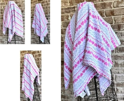 VTG Aden Anais Hearts Baby Swaddle Blanket Security  41 in x 38 in Pink White - Image 1 of 4