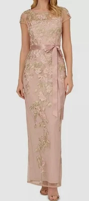 Adrianna Papell Women's Beige Cascading Floral Column Dress Size 10 - Image 1 of 4