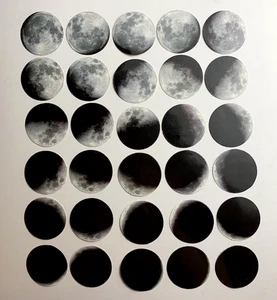 30 MOON PHASES celestial astrology planets space sm STICKER FLAKES scrapbooking - Picture 1 of 2