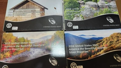 COMPLETE 11 ATB State Quarter Silver Proof Sets 2010  - 2020 - Image 1 of 3