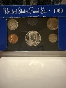 1969-S US Proof Set with 40% Silver Half Dollar, Original Government Packaging - Picture 1 of 3
