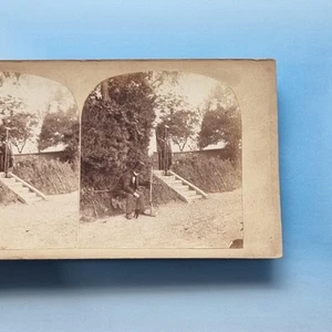 Good Early Stereoview C1865 Real Photo Victorian Man Musket Hunting UK - Picture 1 of 3
