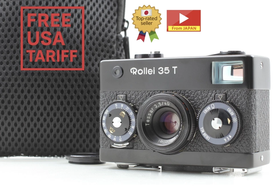 Meter Works [ Top MINT w/ Filter ] Rollei 35 T Black 35mm Film Camera From JAPAN - Image 1 of 4