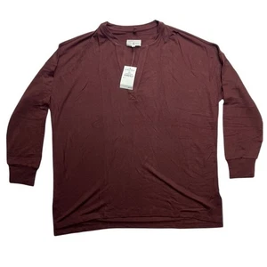 Lou & Grey Signature Soft Bohemian Rouge V Neck Long Sleeve Top Size S New - Picture 1 of 11