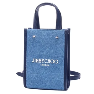 Jimmy Choo 2Way Denim Mini N/S Tote Bag 5.1x7.1x2.8in Used - Picture 1 of 8