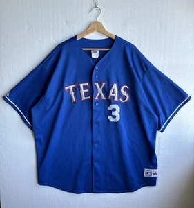 VINTAGE Majestic Texas Rangers Baseball #3 Rodriguez Jersey Blue 4X MADE IN USA - Picture 1 of 8
