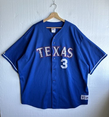 VINTAGE Majestic Texas Rangers Baseball #3 Rodriguez Jersey Blue 4X MADE IN USA - Image 1 of 4