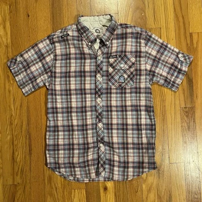 Akademiks y2k Button Up Plaid Short Sleeve Shirt Vintage Youth L - Image 1 of 4
