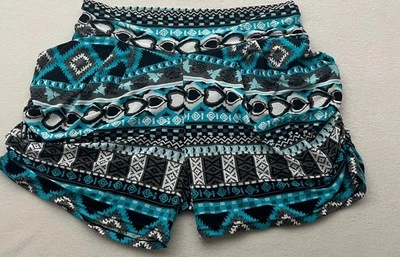 Shorts feminino estampado geométrico tamanho 26 multicolorido cintura alta leve pull-on - Imagem 1 de 4