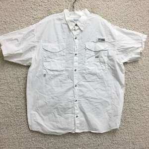 Columbia Button Up Shirt Extra Large Adult White Short Sleeve Vented Outdoor Men - Picture 1 of 11