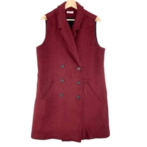 Große Untuckit weinrote Wolle zweireihige lange Vera Weste - Bild 1 von 4