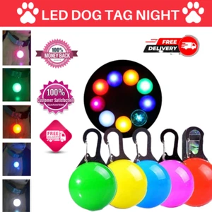 Waterproof Pet Dog Cat Collar LED Night Safety Clip Tag Flashing Luminous Light - Picture 1 of 20