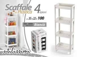 SCAFFALE MOBILE PORTAOGGETTI 4 RIPIANI CUCINA BAGNO INGRESSO BIANCO 100*36*23 cm - Foto 1 di 2