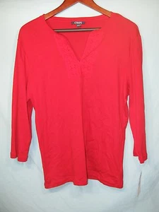 Top para mujer Chaps by Ralph Lauren rojo cuello en V nuevo con etiquetas  - Imagen 1 de 5