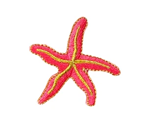 IRON ON PATCH APPLIQUE - Starfish - Pink/Gold Measures 2" - Picture 1 of 1
