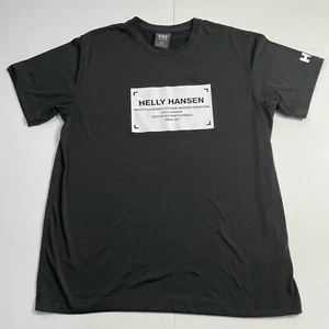 Camiseta Helly Hansen Para Hombre Grande Negra Calce Regular Gráfico Poliéster Reciclado - Imagen 1 de 10