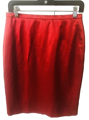 ESCADA Red wool silk blend Pencil skirt, fully lined, Sz 38 or sz 8 Germany NWOT - Image 1 of 4