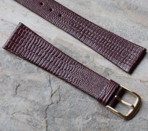 European made teju lizard print Leather 19mm vintage watch flat band 1960s/70s - Picture 1 of 3