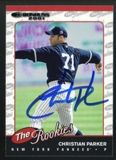 2001 Donruss CHRISTIAN PARKER Signed Card autograph AUTO YANKEES RC
