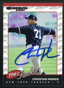 2001 Donruss CHRISTIAN PARKER Signed Card autograph AUTO YANKEES RC