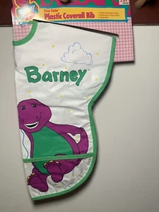 Tuta vintage BARNEY PLAYSKOOL BABY BOP vinile plastica bavaglino cattura briciole lavabile - Foto 1 di 8