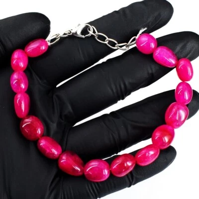8 inches Awesome Pink Ruby 97.00 Cts Beaded Excellent Bracelet VK 39 E684 - Image 1 of 3