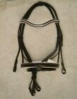 Adams-Tack Bridle Patent Leather Dressage Bridle With White Padding & Reins