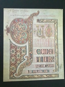 700 AD DIE LINDISFARNE-EVANGELIEN : REPRODUKTION DER 1. SEITE NACH ST.LUKE - Bild 1 von 7