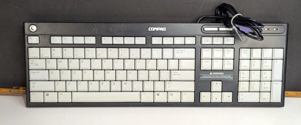 Compaq 5137 Wired PS2 Black & Gray Keyboard OEM Vintage 5188-0989 - Image 1 of 4