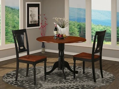 East West 3pc Dublin kitchen pedestal table + 2 Plainville chairs black & cherry - Image 1 of 4