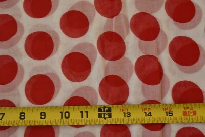 By 1/2 Yd, 37" Wide, Vintage 1940's-60's, Red Dots on White Cotton Gauze, P2620 Foto 1 de 4